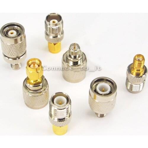 10 Pieces TNC- SMA RF Adapter Kit SMA to TNC 7 Type Straight Nickel & Gold Plated TNC to SMA Male/Female