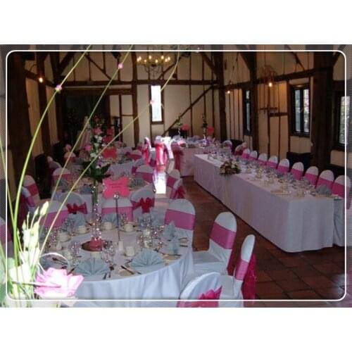 100pcs hot pink party chair covers sash Chair Bow Banquet Chair Sash for Weddings