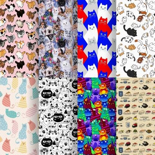 20*33cm Cat Animal Faux Synthetic Leather Fabric For Bow-knot Bags Wallet Earring Phone Case Scrapbook DIY,1Yc16470