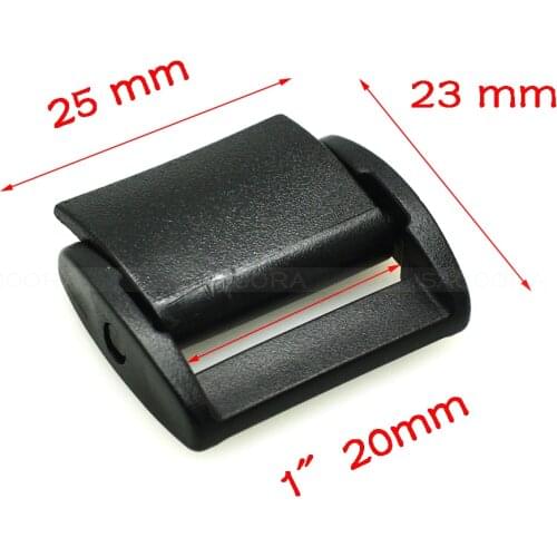3/4"(20mm)Plastic Press Belt Adjust Buckles Toggle Clip Backpack Straps Webbing Black