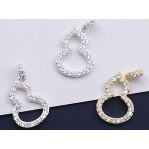925 Sterling Silver AAA Zircon Calabash Shape Necklace Charms Decoration Ornament S925 Silver Pendants DIY Jewelry Birthday Gift