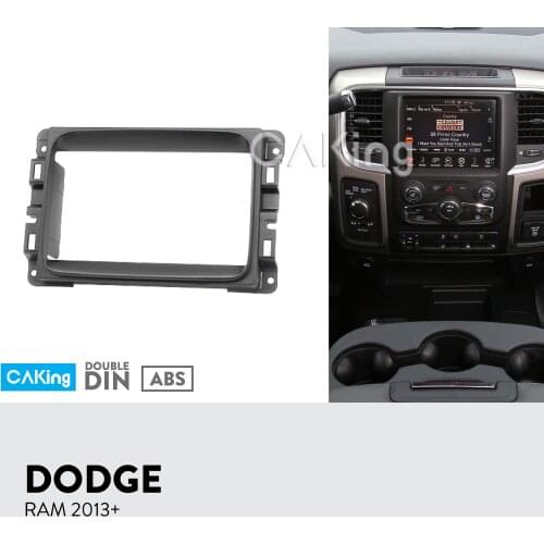 Double Din Car Fascia Radio Panel for DODGE RAM 2013+ Audio Frame Dash Kit Fitting Facia Bezel Plate Cover Install Console Trim