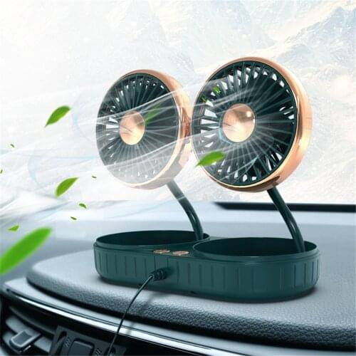 Dual Head Car Fans Usb Powered Sunflower Style Cooler 3 Speeds 5 Blades Cooling Mini Fan Rotatable Shrink