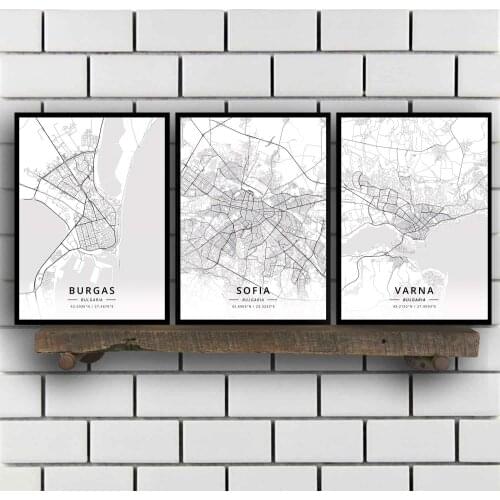 Burgas Sofia Varna Bulgaria Map Poster