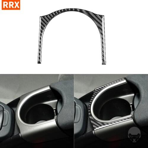 Black Carbon Fiber For Toyota Prius XW30 ZVW30 ZVW35 Armrest Panel Cup Holder Frame Cover Sticker Car Interiors Accessories