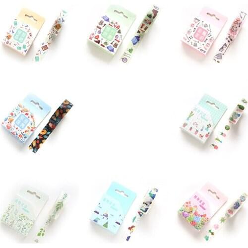 1 PCS Creative Cute 15mmx7m New Plant Flowers Washi Decorative Adhesive Tape DIY Masking Paper Tape Sticker Office Supplies