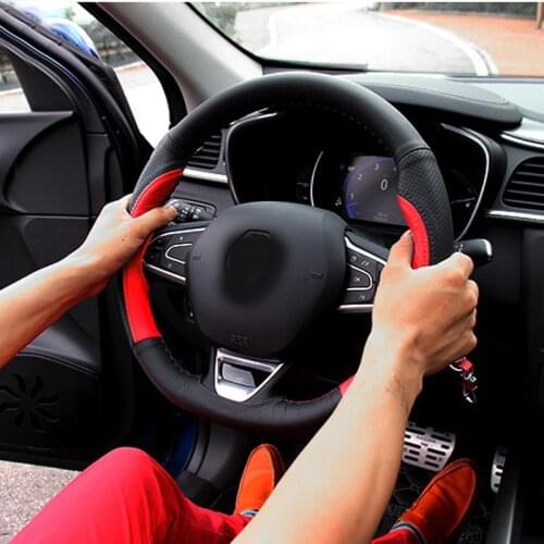 1pc for Renault KADJAR 2017-2019 koleos 2017-2019 Steering wheel cover Hand sewing Decorative cover