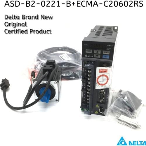 Delta B2 200W ASD-B2-0221-B ECMA-C20602RS ECMA-C20602SS AC Servo Motor Driver Kit 60MM 0.64NM 3000rpm Flange 0.2KW & 3m Cable