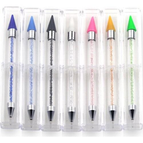 Dual-ended Nail Dotting Pen Nail Art Painting Brushes Dual Tip Brush Silicone Head Nail Brush DIY Pencil Acrylic Quartz Handle