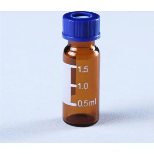 100pcs/lot brown Screw neck Chromatography vial for Agilent 2ml Auto sample bottle 9mm with scale Parse bottle with Cover septa