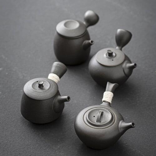 Chinese Style Pottery Tea Set with Black Handle Ceramic Kung Fu Teapot Handmade Porcelain Tea Filter Pot SZ-TP21013103