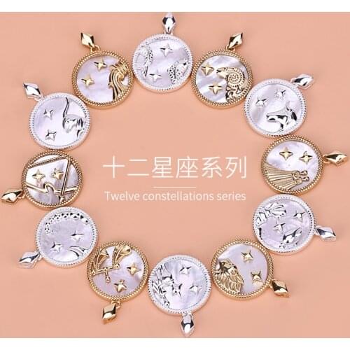 S925 sterling silver natural shell twelve constellation pendant pendant accessories bracelet necklace jewelry pendant accessorie