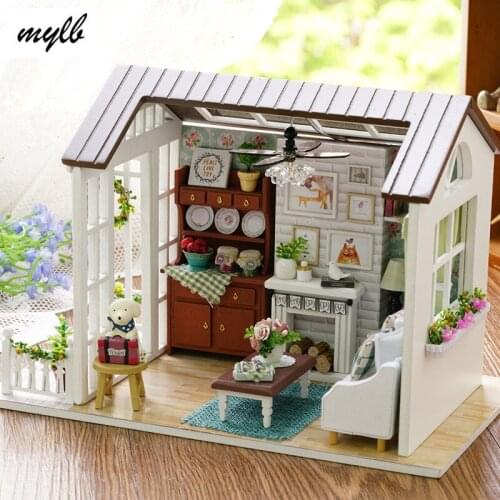 Mylb Doll House Miniature DIY Dollhouse With Furnitures Wooden House Toys For Children Gift Happy Times