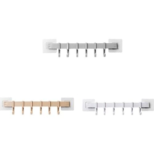 Multifunction Bathroom Kitchen Storage Hook Holder 6 Hooks Wall Door Holder Hanger Rack For Spoon Scoop Organizer