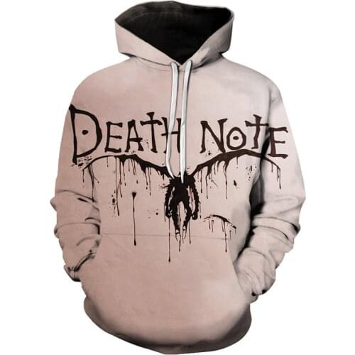 2021 Newest Death Note Casual Mens Hoodies Sweatshirts Custom 3D Printed Spring Autumn Streetwear Hip Hop Jacket Men clothing