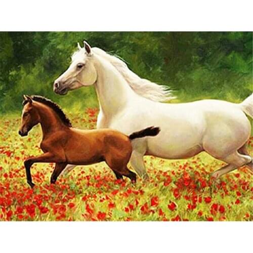 Animal Horse Flower Printed Canvas 11CT Cross Stitch Embroidery Set DMC Threads Sewing Knitting Painting Handmade Needle