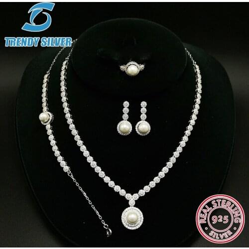 925 Sterling Silver earrings set for woman wedding jewelry sets rings necklace bracelet women blue red green crystal Zircon CZ