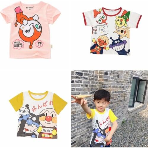 New Cartoon Anpanman Kids T Shirt For Summer Children Baby Boy Girl Short Sleeve T-Shirts Cotton Clothes Toddler Tops Tees Shirt