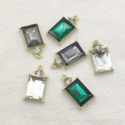 New arrival! 23x13mm 50pcs Crystal Rectangle Charm/Connectors for Earring Necklace DIY Parts,Jewelry Findings & Components