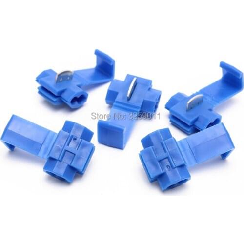 100PCS Wire Crimp Terminals Quick Splice Wiring Connector Cable Clamp Blue Lock Wire Electrical Cable Connector 18-14 AWG 802