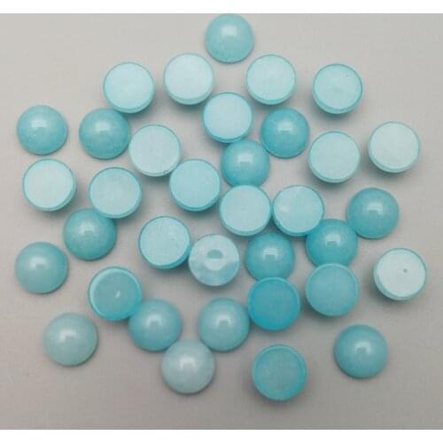 Wholesale fashion Lake blue color stone beads 8mm round cab cabochon no hole for jewelry Accessories 50pcs/lot free shipping