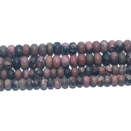 Wholesale 6 8 MM Natural Stone Black Lace Rhodonite Spacer Rondelle Loose Beads For Jewelry Making DIY Bracelet Necklace