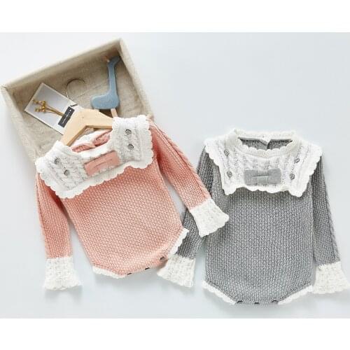 Autumn New Borns Baby Knitted Bodysuit Clothes Infant Girls Long Sleeve Fashion Jumpsuit For Kids Cute Sweet One Piece Clothes