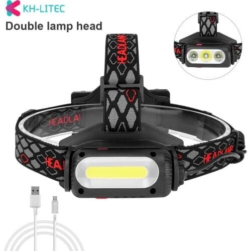Portable mini COB LED Headlamp USB charging Outdoor camping Fishing headlights Work Maintenance Searchlight lantern flashlight