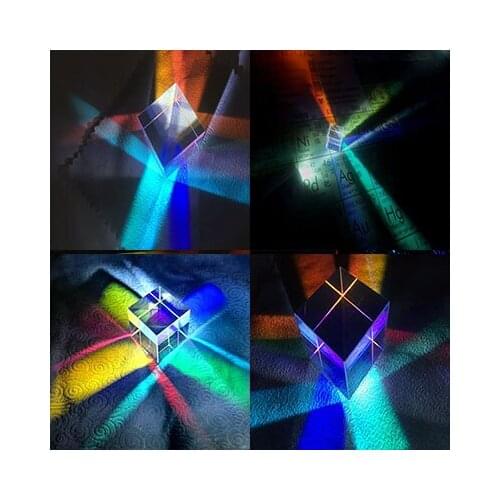 Prism Six-Sided Bright Light Combine Cube Prism Stained Glass Beam Splitting Prism Optical Experiment Instrument Lens