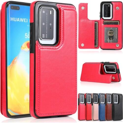 Pop Up Double Button Flip Wallet Protection Case For Huawei P40 P40 Lite P40 Pro P30 Lite P30 Pro Mate 40/40 Lite/30/20 Lite/Pro