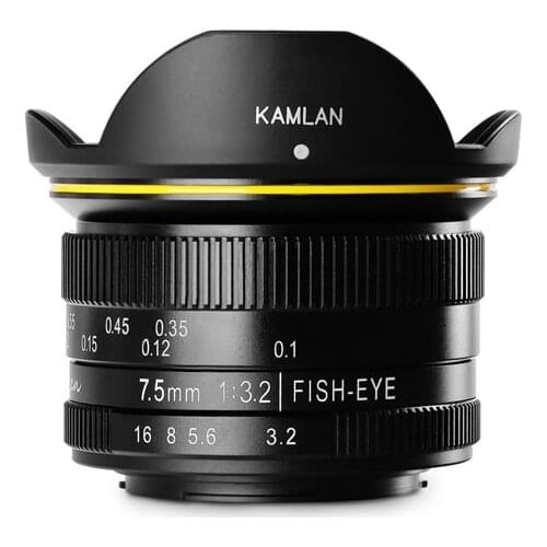 Kamlan 7.5mm F3.2 APS-C Wide-angle fixed focus Pure Manual lens Mirrorless Camera lens for Macro 4/3