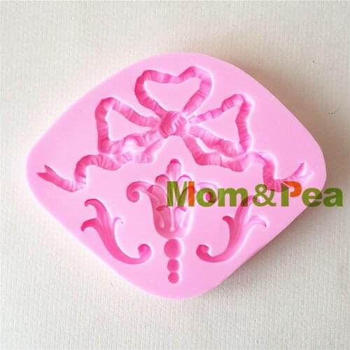 Mom&Pea 1346 Free Shipping Bowknot Silicone Mold Cake Decoration Fondant Cake 3D Mold Food Grade