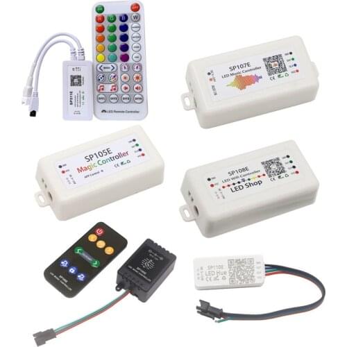 SP105E SP106E SP107E SP108E SP501E SP110E LED WiFi Bluetooth Music Controller, iOS Android App Wireless Remote Control DC5V~24V