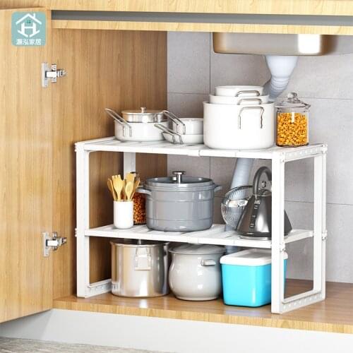 Retractable Kitchen Sink Shelf, Cabinet Floor, Multi-Layer Pot Rack, Kitchenware Organizing Rack, Drain Storage Rack