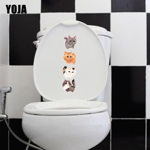 YOJA 6.7*27.9CM Cartoon Little Cats Toilet Sticker Wall Decal BedRoom Art Home Decor T3-0418