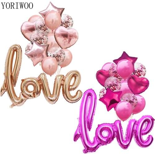 YORIWOO Wedding Balloons Air Latex Balloon Confetti Love Foil Baloons Birthday Party Decorations Kids Oh Baby Shower Boy Or Girl