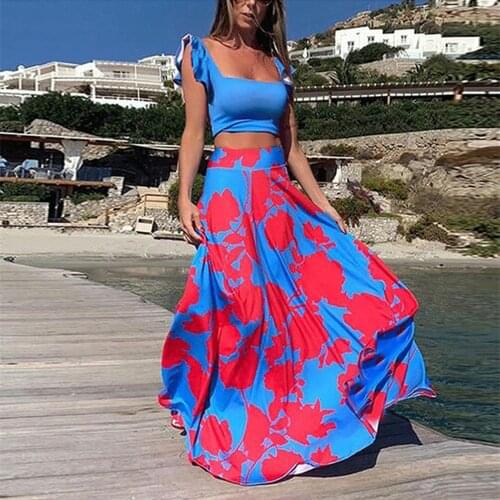 Summer Dress 2021 For Women Two Piece Set Boho Maxi Woman Plus Size 3XL Dress High Waist Sexy Beach Dress Elegant Long Vestidos