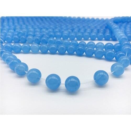 1Strand/Lot 4-12mm Smooth Amazonite Blue Quartz Crystal Stone Round Beads Loose Spacer Bead Necklace for DIY Jewelry Making