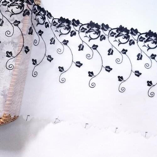 1 Yard 26cm Wide single s Floral Embroidery Lace Trim Mesh Lace fabric White Black skin Mesh for lingerie Dress Decor