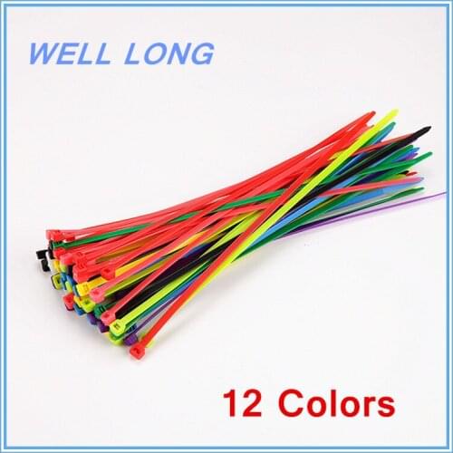 1200pcs/lot 12 Colors Nylon Wire Cable Zip Ties, Cable Ties