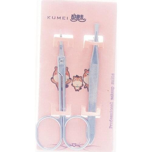 2 Pieces Eyebrow Tweezer Trimming Scissor Face Beauty Cosmetic Makeup Tool for Women E927