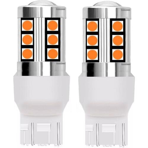 2PCS T20 7443 W21/5W 3030 Chips LED Bulb Car Turn Signals Auto Tail Brake Lamps DRL Daytime Running Light Red White Amber Yellow