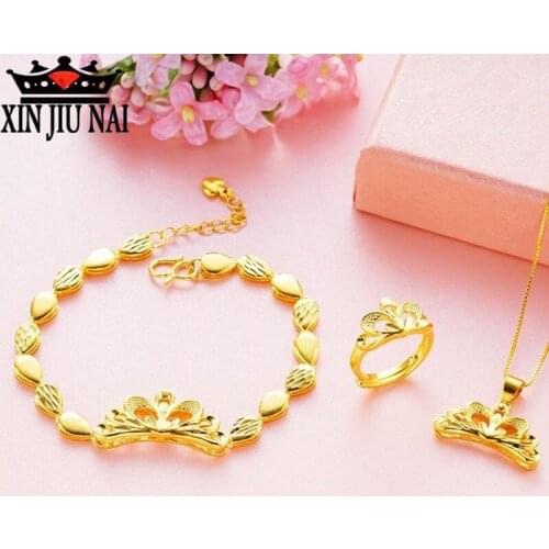 2020 hot new arrival arrives retro luxury personality princess style crown necklace ring bracelet wedding jewelry set