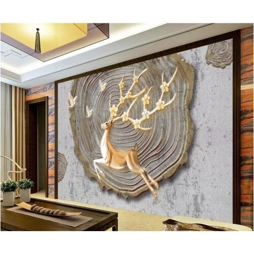 Custom photo 3d wallpaper European embossed tree pattern elk home decor living room 3d wall murals wallpaper for walls 3 d