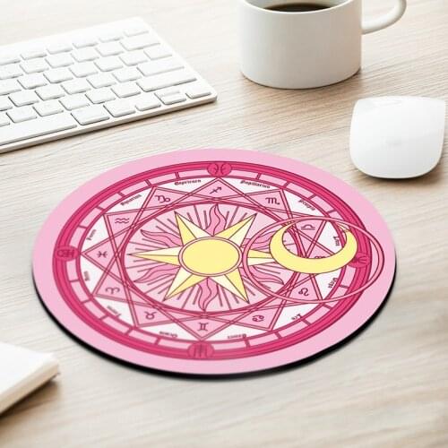 Anime Pink Cute Magic Array Rubber Computer Gaming Mousepad Gaming Mouse Pad Rug for PC Laptop Notebook Gamer Desk Pad