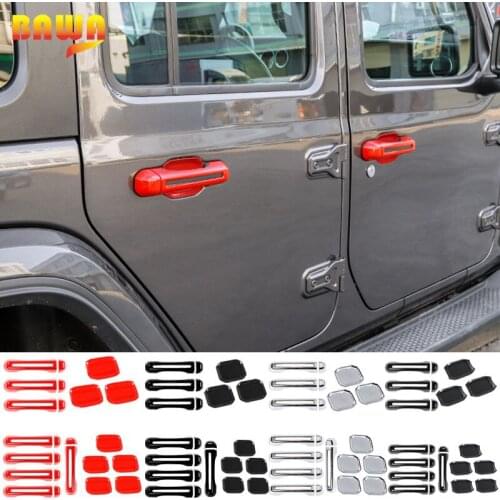 BAWA ABS Car Door Tail Door Handle Outer Door Bowl Stickers Exterior Accessories For Jeep Wrangler JL 2018+ 2 Door