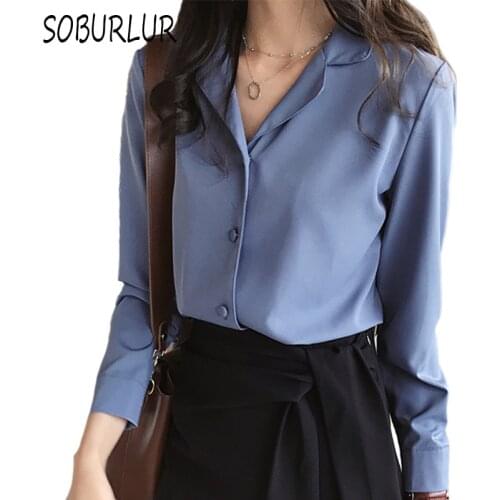 Chiffon Casual Blouse Women Spring Autumn New Loose Shirts Suit Collar Long Sleeve OL Blouses Button Solid Female Tops White