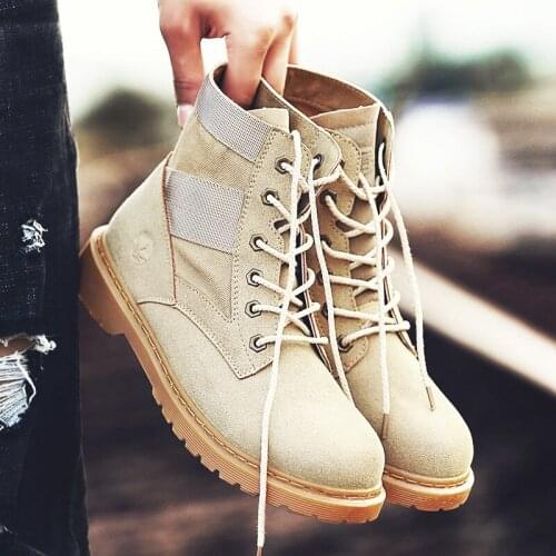 Men High Quality Ourdoors Boots Male Spring Casual Motorcycle Ankle Botas Hombre Men Lace-Up Basic Boots Man Fashion Men Boots