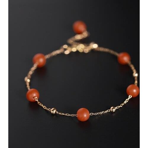 DMBS180 Gypsophila Baoshan South Red Agate Bracelet Female Heaven Genuine 14K Gold Injection Jewelry