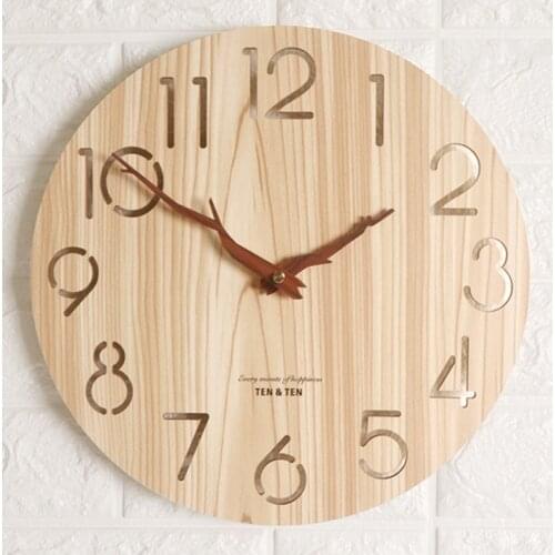 Wooden 3D Wall Clock Modern Design Nordic Childrens Room Decoration Kitchen Clock Art Hollow Wall Watch Home Decor 12 Inch